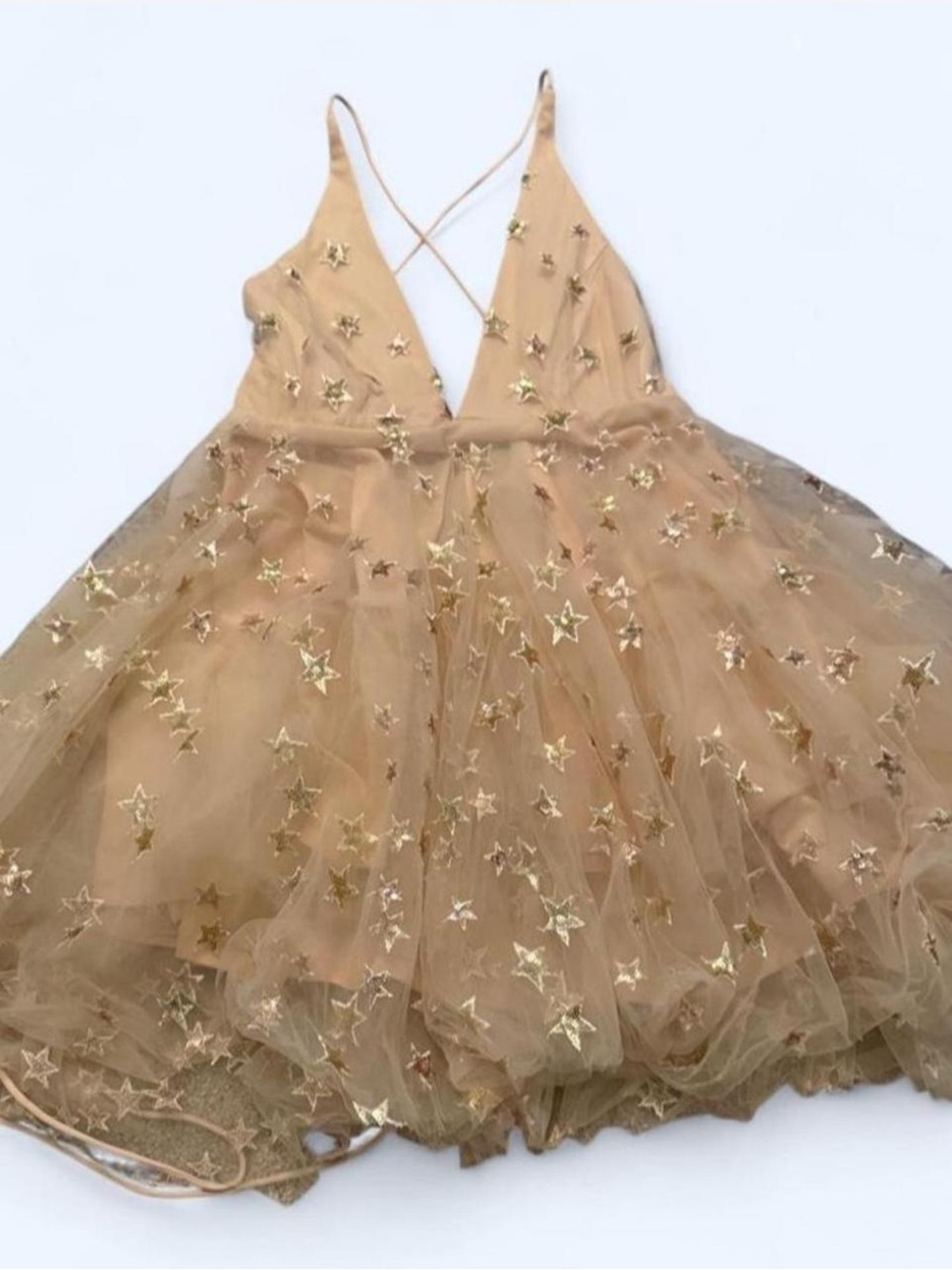 Mable | Leila Strap Tulle Mini Dress | Rose Gold | Size: M